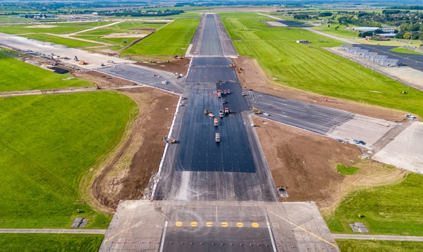 Two Runways Resurfaced, Vertical Landing Pads for the new Lightning Jets, and buildings including a Hanger and Aircraft Shelters built by Lagan and Galliford Try. RAF Marham © Leo Hillier