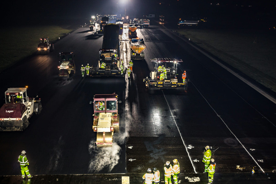 Runway Resurfacing Project within strict time limits successfully delivered by Lagan Aviation and Infrastructure. Southend Airport © Leo Hillier