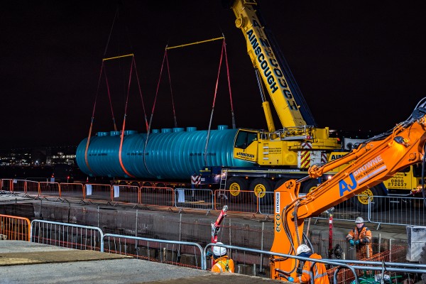 Installation of a Drainage Tank at London City Airport by All Pump Solutions Tank Installation at LCY © Leo Hillier
