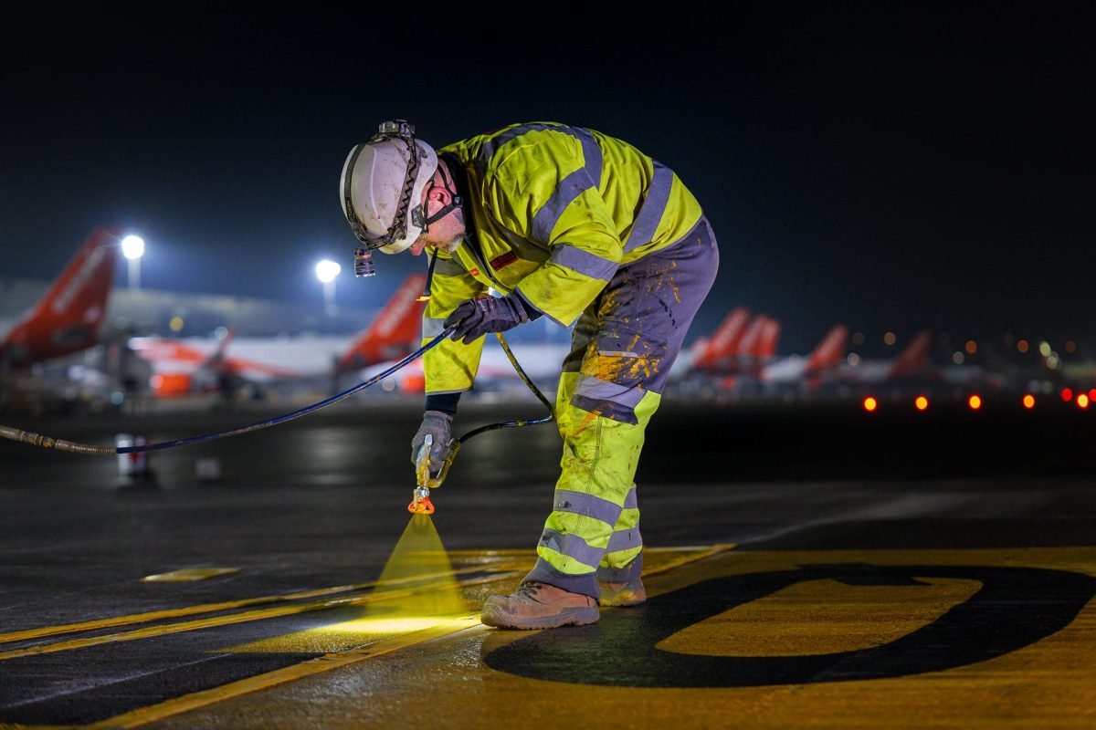 Line Marking at Gatwick Airport © Leo Hillier